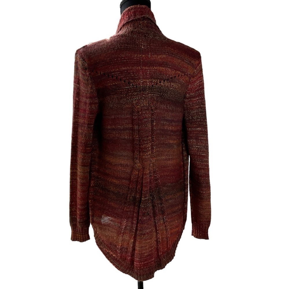 Ponsesa Open Front Cardigan in Rust Red size Medium - Picture 4 of 10